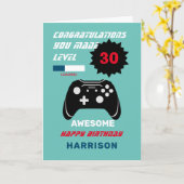 Carte Niveau Up Gamer âge personnalisé Joyeux anniversai (Fleur jaune)