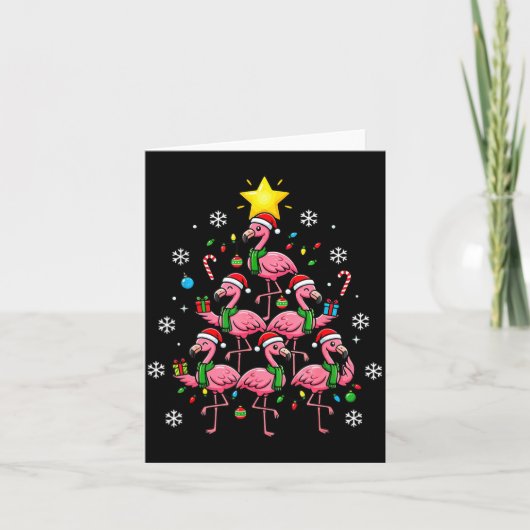 Carte Nk Flamingo Christmas Tree With Santa Hats &amp; H (Devant)