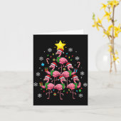 Carte Nk Flamingo Christmas Tree With Santa Hats &amp; H (Fleur jaune)