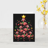 Carte Nk Flamingo Christmas Tree With Santa Hats &amp; H (Fleur jaune)