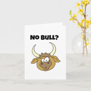 Carte No Bull Drôle Cartoon Brown Cow Head Art
