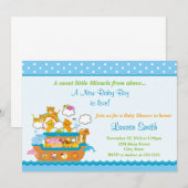 Carte Noah's Ark Boy Baby shower Invitation 5x7 (Devant / Derrière)