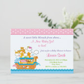 Carte Noah's Ark Girl Baby shower Invitation 5x7 (Debout devant)