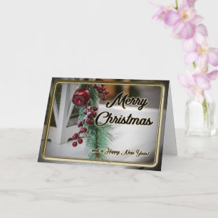 Carte Noble Joyeux Noël avec décoration romantique