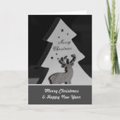 Carte Noble Joyeux Noël avec rennes et arbre ! (Devant)