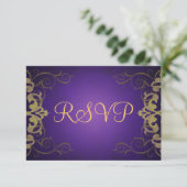 Carte Noble Purple & Gold Scroll RSVP (Debout devant)