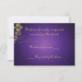 Carte Noble Purple & Gold Scroll RSVP (Dos)