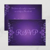 Carte Noble Violet & Liliac Scroll RSVP (Devant / Derrière)