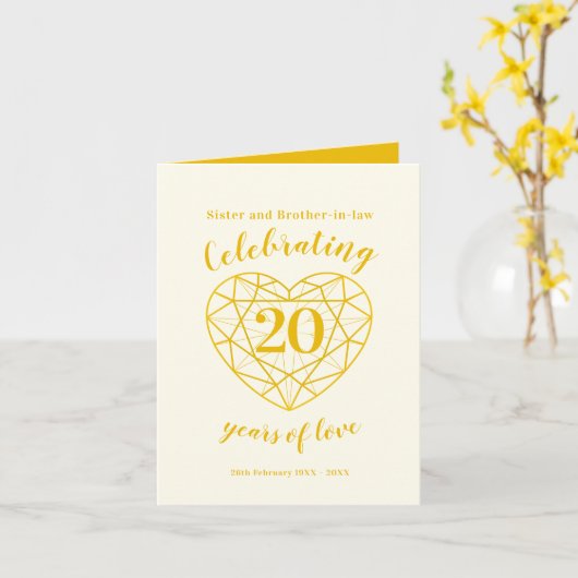 Carte Noces de diamant doré 20 ans (Fleur jaune)