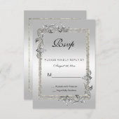 Carte Noces de gemme et de paillettes d'argent 25e anniv (Devant / Derrière)