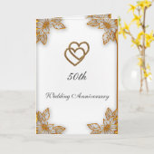 Carte Noces de Mariage en Or Blanc 50ème Anniversaire (Fleur jaune)