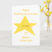 Carte Noces d'or 50 ans noms devant (Fleur jaune)