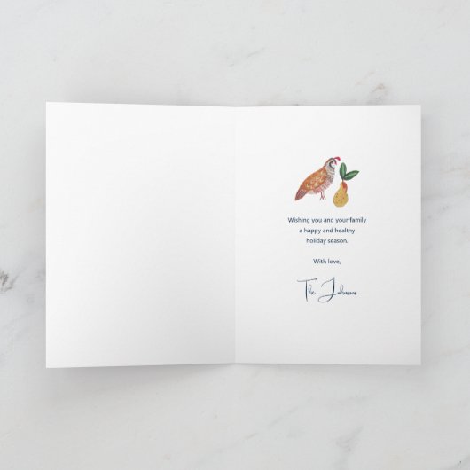 Carte Noël 12 jours de Noël Partridge Pear Tree (Intérieur)