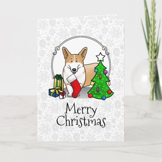 Carte Noël 2 Pembroke Welsh Corgi (rouge 1) Tree Cute (Devant)