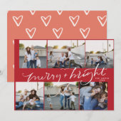 Carte Noël 6 photos Joyeux rouge vif (Devant / Derrière)