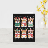 Carte Noël à Corgi Santa Hat (Fleur jaune)