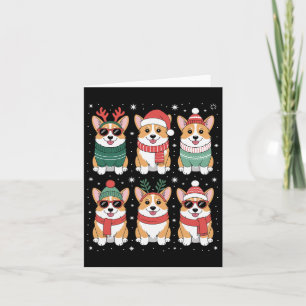 Carte Noël à Corgi Santa Hat