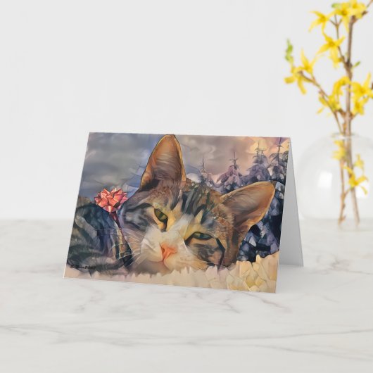 Carte Noël à Kitten (Fleur jaune)