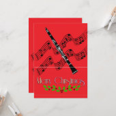 Carte Noël à la clarinette Holly (Devant/Arrière en situation)