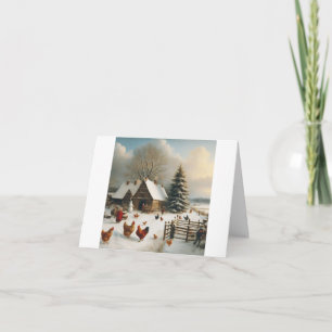 Carte Noël à la ferme de poulet