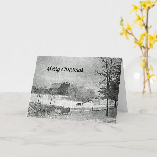 Carte Noël à l'ancienne ferme (Fleur jaune)