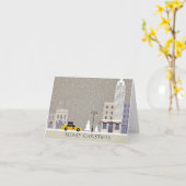 Carte Noël à New York | Statue Iconique Grosse Pomme (Fleur jaune)