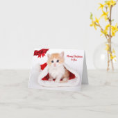 Carte Noël à toi mignon Chat à Santa Hat (Fleur jaune)