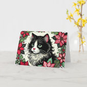 Carte Noël à Tuxedo (Fleur jaune)