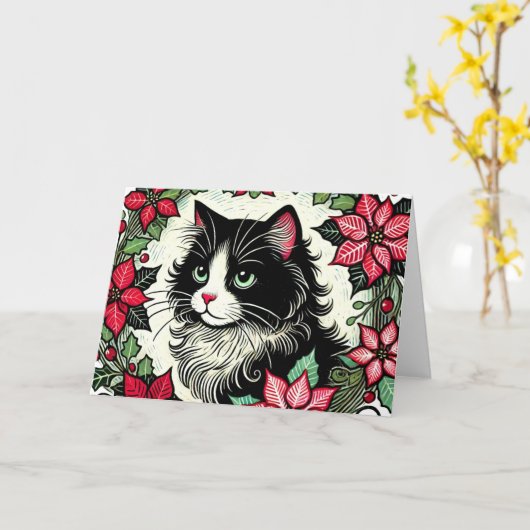 Carte Noël à Tuxedo (Fleur jaune)