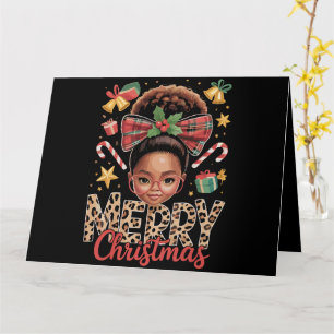 Carte Noël Afro-Américain Bun Messy Maman Noire 