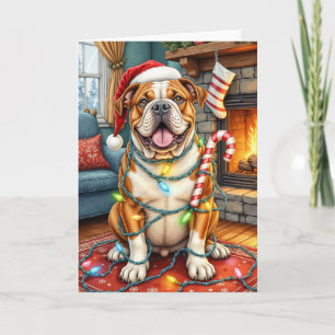 Carte Noël American Bulldog Bully Jolly