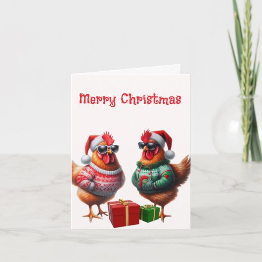 Carte Noël ami poulet (Devant)