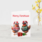 Carte Noël ami poulet (Fleur jaune)