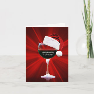 Carte Noël Anniversaire Drôle Vin Thème