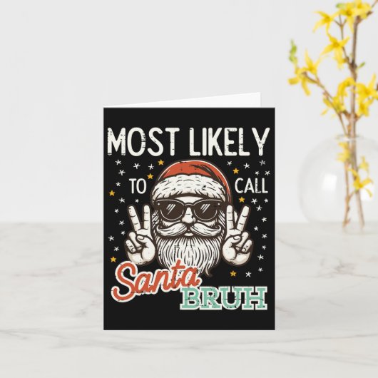 Carte Noël Appelez Probablement Père Noël Bruh Xmas Homm (Fleur jaune)