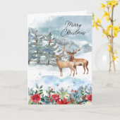 Carte Noël aquarelle en forêt (Fleur jaune)