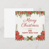 Carte  Noël aquarelle et Bonne Année (Devant / Derrière)