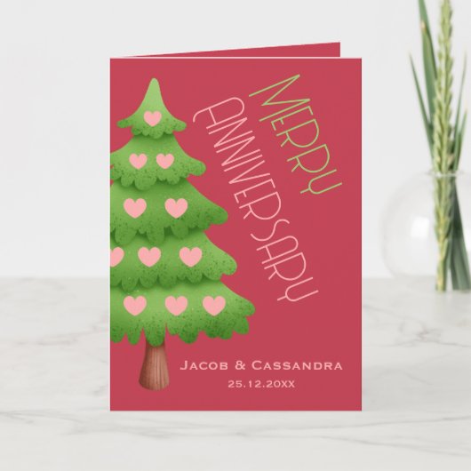Carte Noël Arbre coeur Joyeux Anniversaire Photo (Devant)