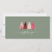 Carte Noël Arbre rouge rose vert certificat cadeau (Devant)