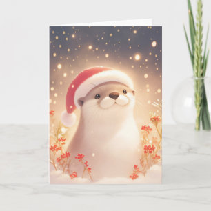 Carte Noël au chaud avec la loutre