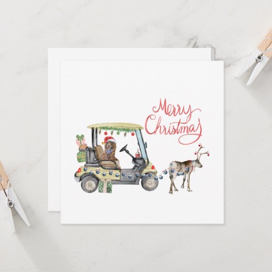 Carte Noël au panier de golf (Devant/Arrière en situation)