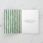 Carte Noël au ruban en forme de cœur à rayures vert crèm (Intérieur)