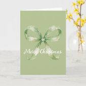 Carte Noël au ruban vert avocat (Fleur jaune)