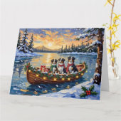 Carte Noël Australien Shepherd Bateau Vacances (Fleur jaune)
