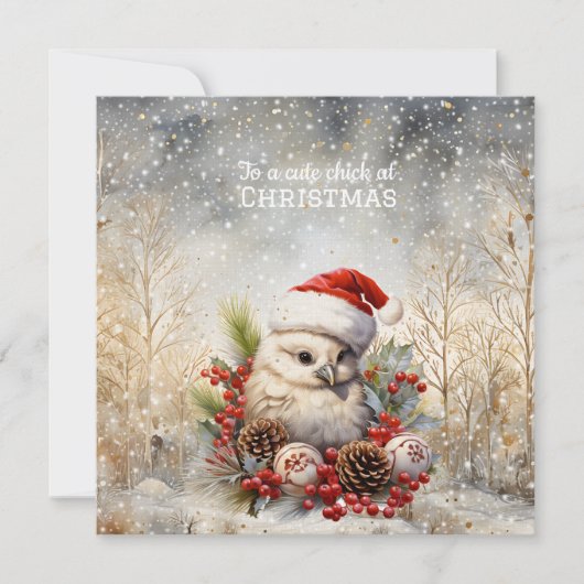 Carte Noël aux poulets mignons (Devant)