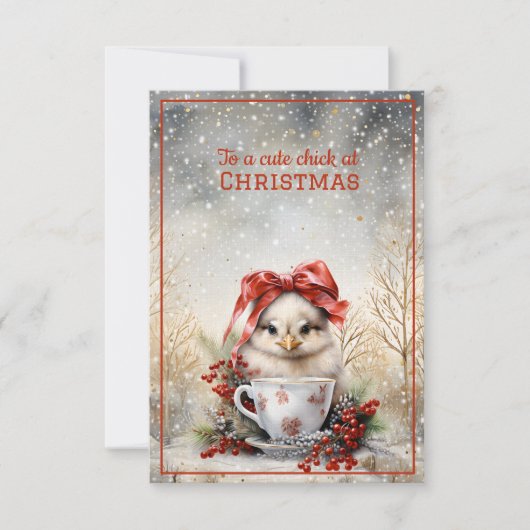 Carte Noël aux poulets mignons (Devant)