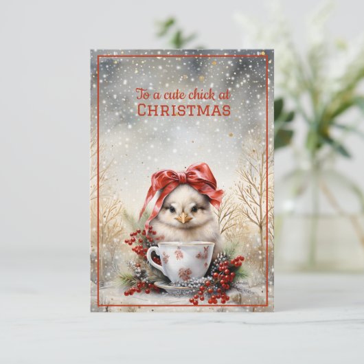 Carte Noël aux poulets mignons (Debout devant)