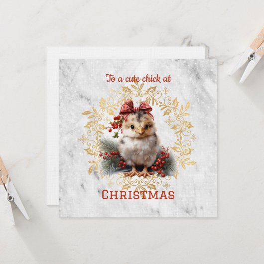 Carte Noël aux poulets mignons (Devant/Arrière en situation)