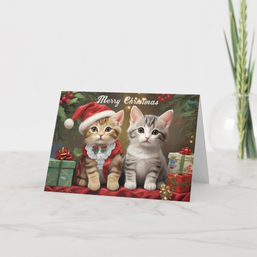 Carte Noël avec de mignons chats (Devant)