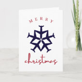 Carte Noël Avion Flocon de neige Photo Drôle Aviation (Devant)